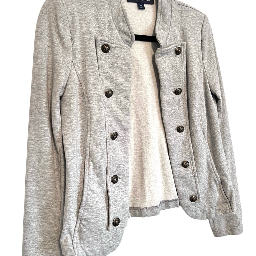 Vintage Tommy Hilfiger Heather Gray Military-Style Jacket - Picture 3 of 8